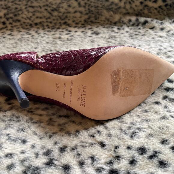 Malone Souliers Gigi Elaphe Ankle Boots Burgundy Leather Snakeskin Print IT 39.5 - Picture 8 of 11